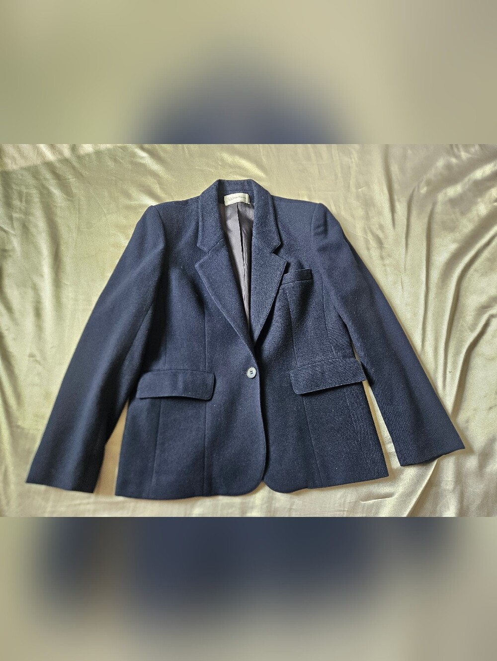 Vintage Evan Picone 100%Wool Blend Blazer Navy Blue Women Size 6 Made in US